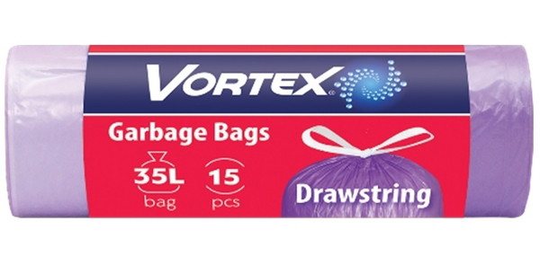 Šiukšlių maišai VORTEX, violetinės sp., 15 vnt, 13 mikr, 35 l