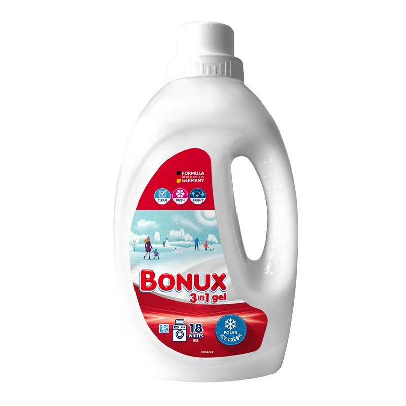 Skalbimo gelis BONUX POLAR ICE FRESH, 18 skalbimų, 0.9 l