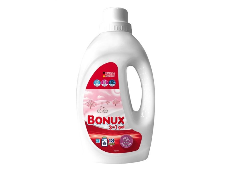 Skalbimo gelis BONUX PURE MAGNOLIA, 18 skalbimų, 0.9 l