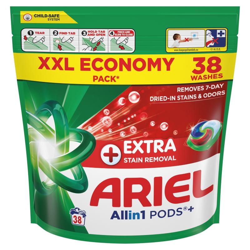 Skalbimo kapsulės ARIEL Extra Stain Removal, 38 vnt