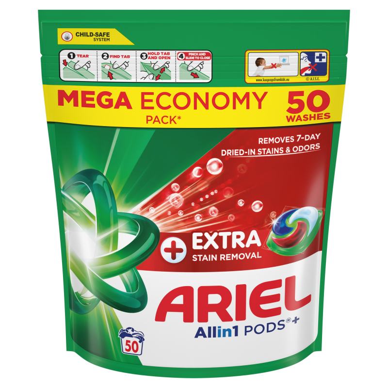 Skalbimo kapsulės ARIEL Extra Stain Removal, 50 vnt
