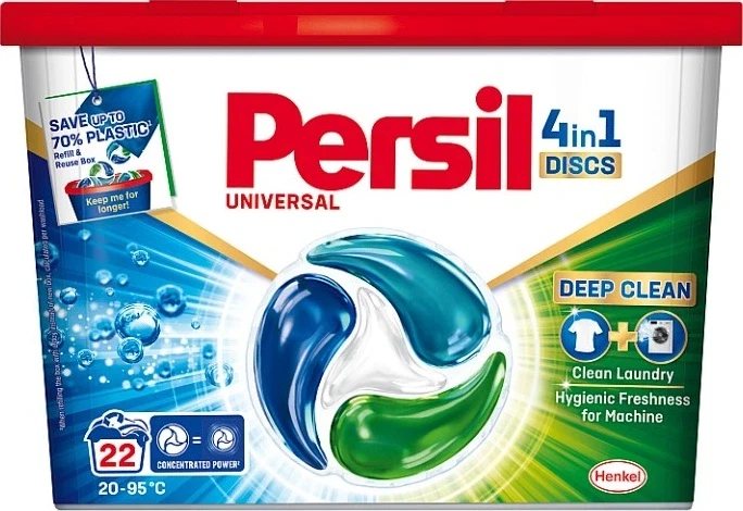 Skalbimo kapsulės PERSIL DISCS Universal, 22 vnt