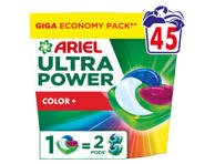 Skalbimo kapsulės Ultra Power Color+ ARIEL, 45 skalb.