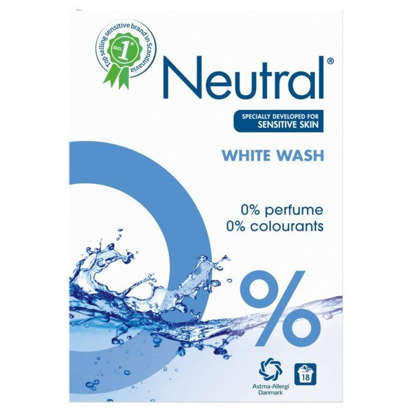 Skalbimo milteliai NEUTRAL Mainwash, baltiems audiniams, 18 skalbimų, 1.188 l