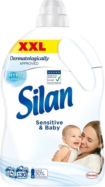 Skalbinių minkštiklis SILAN Sensitive & Baby, 130 skalbimų, 2.86 l