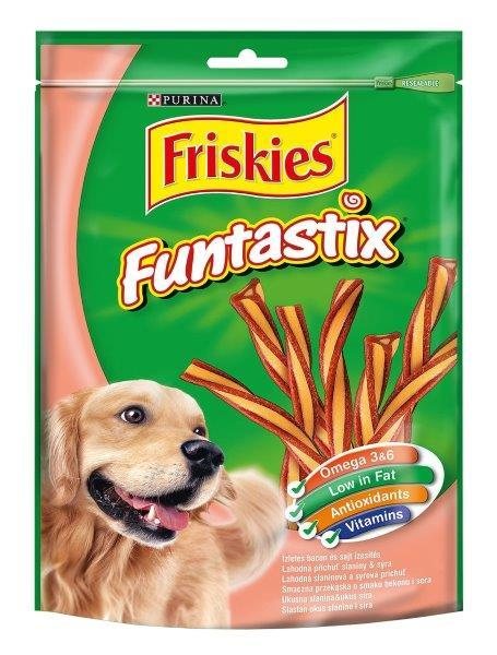 Skanėstai šunims FRISKIES FUNTASTIX, su mėsa ir sūriu, 175 g