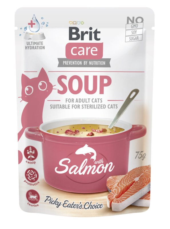 Skanėstas katėms BRIT Cat Soup Salmon, su lašiša, 75 g