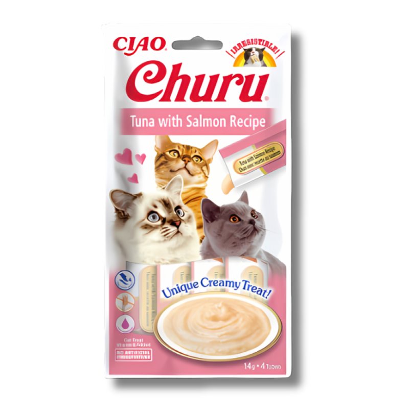 Skanėstas katėms CHURU, su tunu ir lašiša, 4 vnt