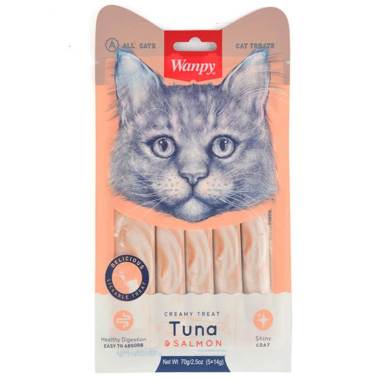 Skanėstas katėms WANPY Creamy, su tunu ir lašiša, 70 g