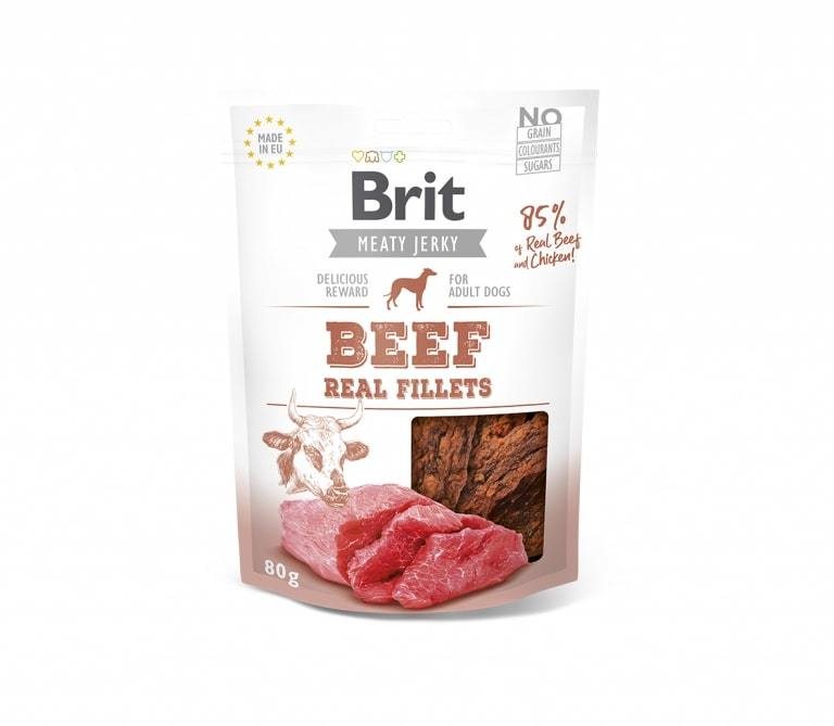 Skanėstas šunims Brit Jerky Beef Real Fillets su jautiena ., 80 g