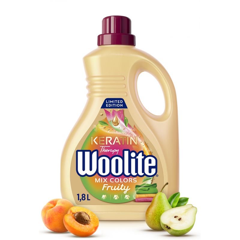 Skystas spalvotų drabužių skalbiklis su keratinu Woolite Keratin Therapy Fruity, 1.8 l
