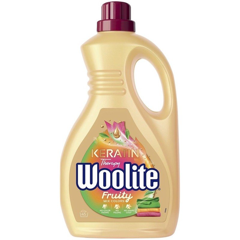 Skystas spalvotų drabužių skalbiklis su keratinu Woolite Keratin Therapy Fruity, 2.7 l