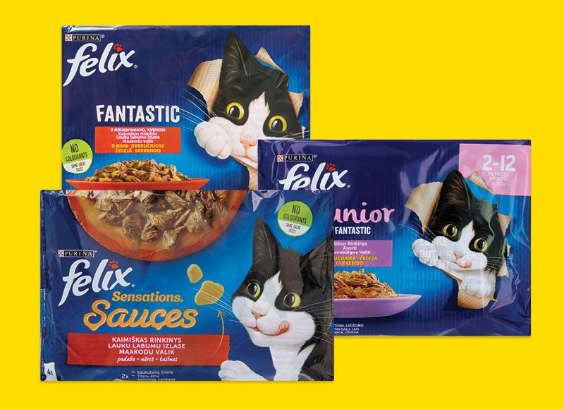 Šlapiam kačių ėdalui FELIX, 4 x 80 g