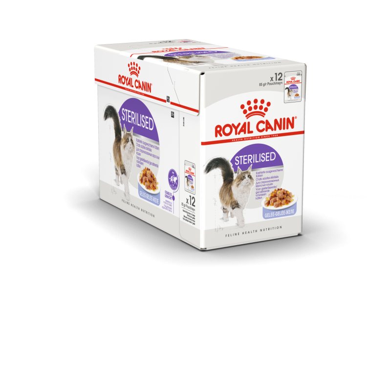 Šlapias sterilizuotų kačių ėdalas ROYAL CANIN STERILISED IN JELLY, 12 x 85 g