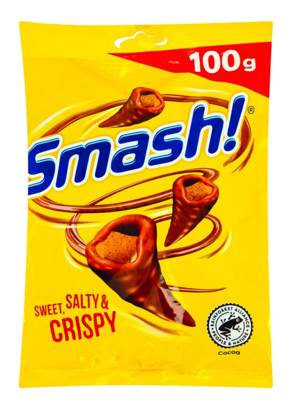 SMASH KUKURŪZŲ UŽKANDŽIAI 28 %/PADENGTI PIENINIU ŠOKOLADU 72 %, 100 g