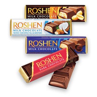 Šokoladinis batonėlis su įdaru ROSHEN (4 rūšių), 39 g, 43 g, 38 g