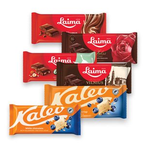 Šokoladui LAIMA ir KALEV (6 rūš.), 95 g, 190 g, 90 g