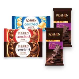Šokoladui ROSHEN AERATED ir DARK, 85 g, 80 g