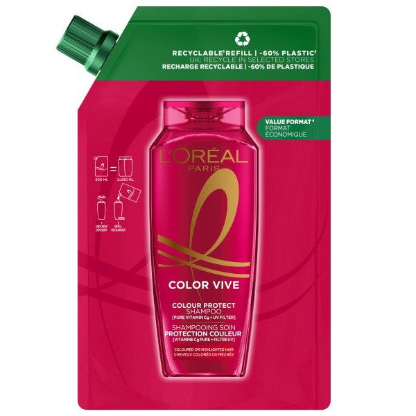 Spalvą sauganti šampūno papildymo pakuotė L’Oréal Paris Elseve Color-Vive, 500 ml