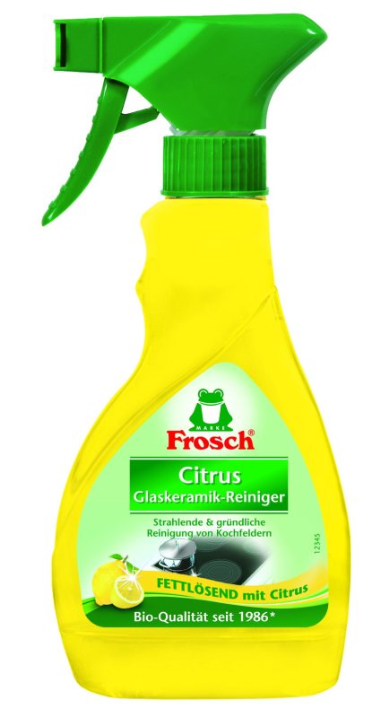 Stiklo keramikos valiklis FROSCH, citrinų kvapo su purkštuku, 300 ml