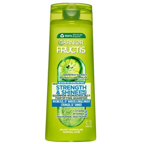 Stiprinamasis šampūnas normaliems plaukams Garnier Fructis Strength & Shine 2in1, 400 ml