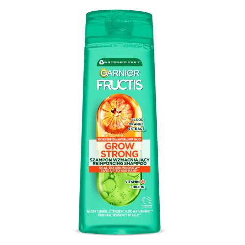 Stiprinamasis šampūnas ploniems plaukams Garnier Fructis Grow Strong Orange, 400 ml