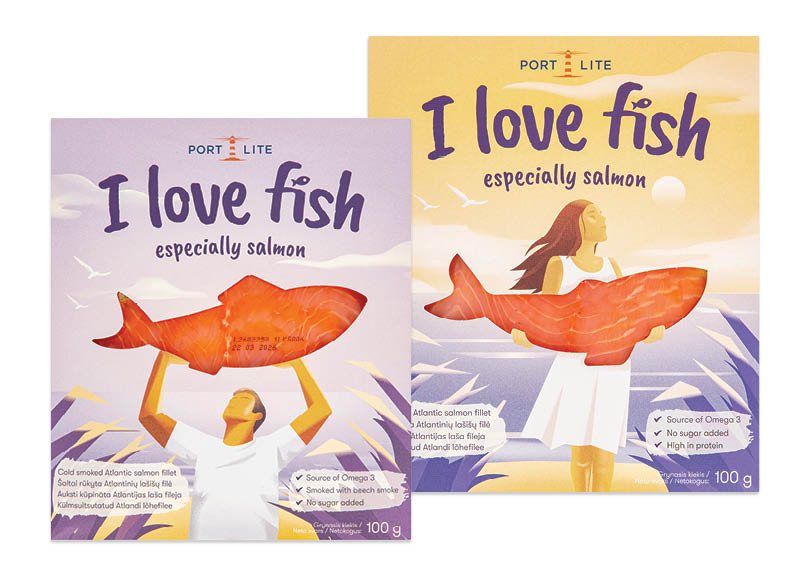 Sūdyta ar šaltai rūkyta atlantinių lašišų filė I LOVE FISH, 100 g