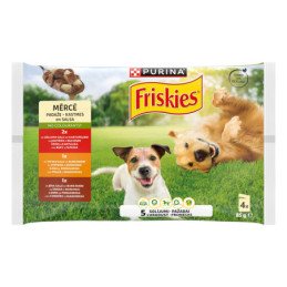 Šunų ėdalas FRISKIES su vištiena, jautiena, ėriena, 4 x 85 g