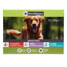 Šunų ėdalas su įv. mėsa NUTRIBALANCE, 12 x 100 g