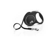 Šunų pavadėlis FLEXI BLACK DESIGN, M dydis, juostinis, 1 vnt., 5 m