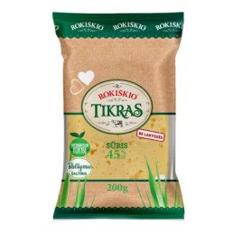 Sūris ROKIŠKIO TIKRAS, be laktozės, 45% rieb., 200 g