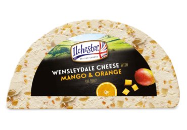 Sūris WENSLEYDALE su mangais ir apelsinais, 42 % rieb. s. m., 1 kg