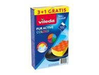 Šveičiamosios indų kempinės VILEDA PUR ACTIV COLOURS, 4 vnt