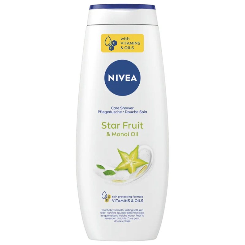 Švelni prižiūrimoji dušo želė Nivea Star Fruit & Monoi Oil Soft Care Shower, 500 ml