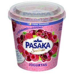 Švelnus jogurtas su vyšn. ir aviet. PASAKA, 2.5 %, 370 g