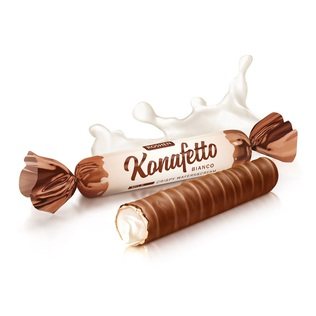 Sveriami glaistyti vafliniai vamzdeliai KONAFETTO BIANCO, 1 kg