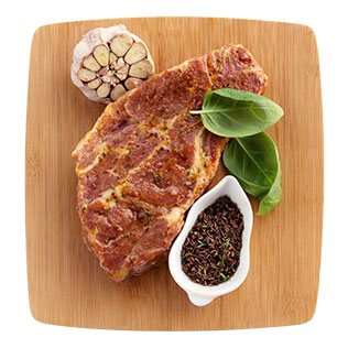 Sveriama kiaulienos sprandinė su kaulu voveraičių skonio marinate, 1 kg