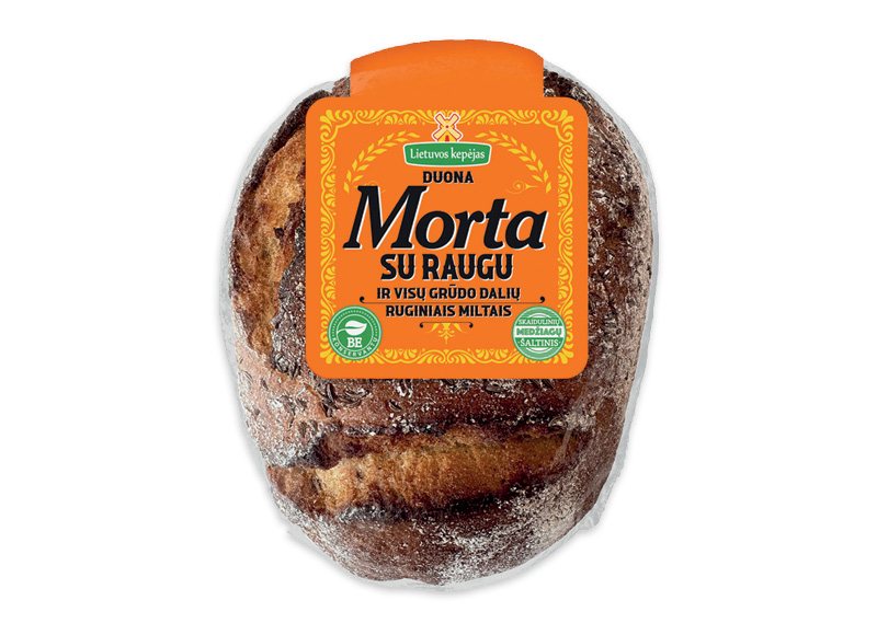Šviesi duona MORTA su raugu ir visų grūdo dalių ruginiais miltais, 500 g