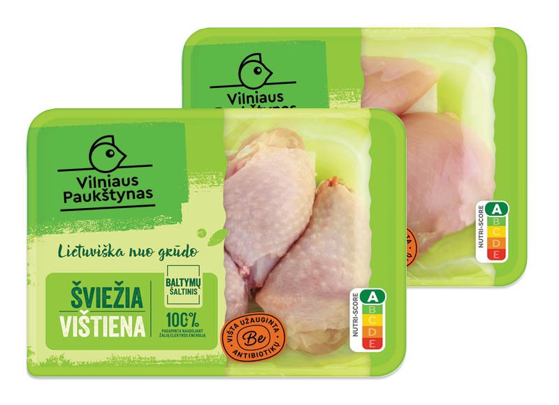 Šviežiai VILNIAUS PAUKŠTYNO vištienos filė ir blauzdelėms be sąnario, 500 g