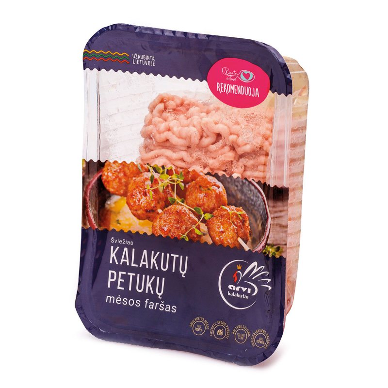 Šviežias kalakutų petukų mėsos faršas, 400 g