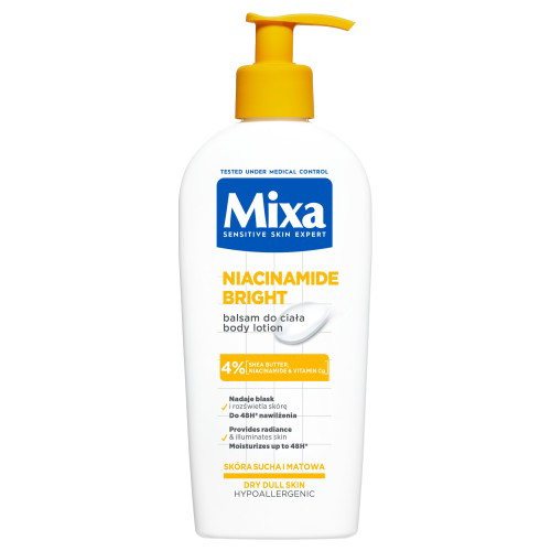 Švytėjimo suteikiantis kūno balzamas MIXA Niacinamide Bright, 250 ml