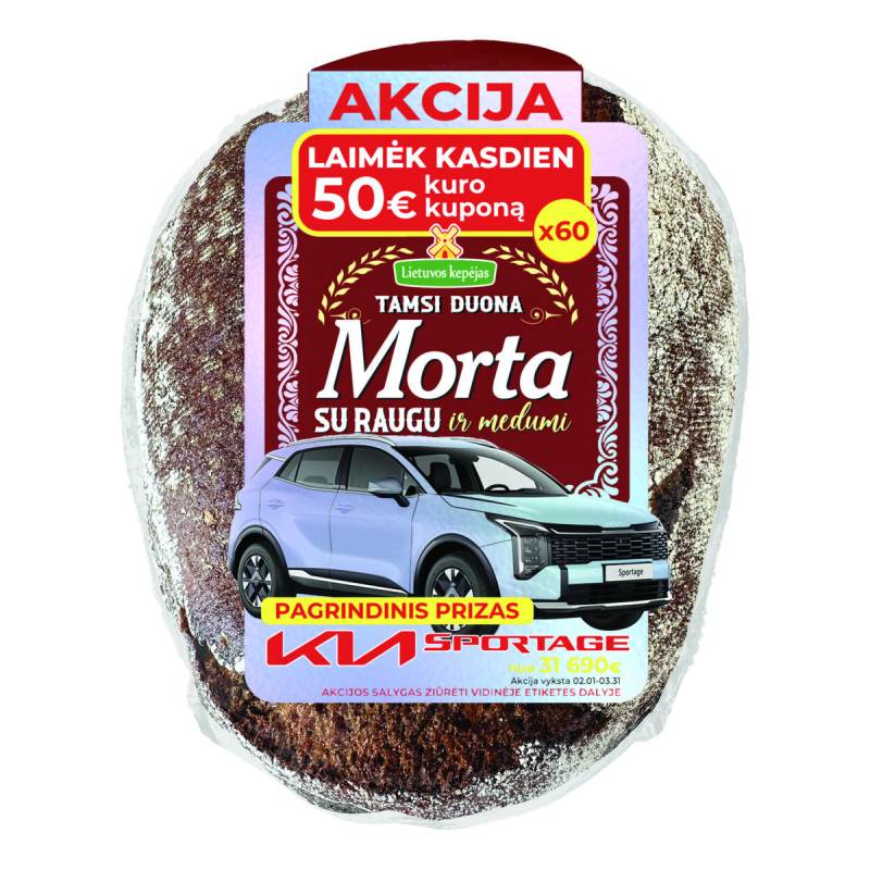 Tamsi duona MORTA su raugu ir medumi, 500 g
