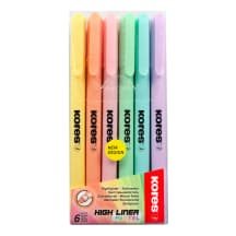 Teksto žymekliai KORES HIGH LINER, 6 vnt