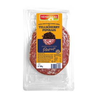 Mažai rūkyta pjaustyta skilandinė dešra su TELLICHERRY PIPIRAIS, 100 g