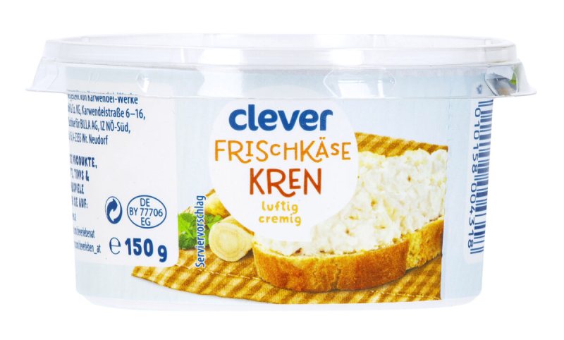 CLEVER tepamasis kreminis sūris su krienais, 150 g