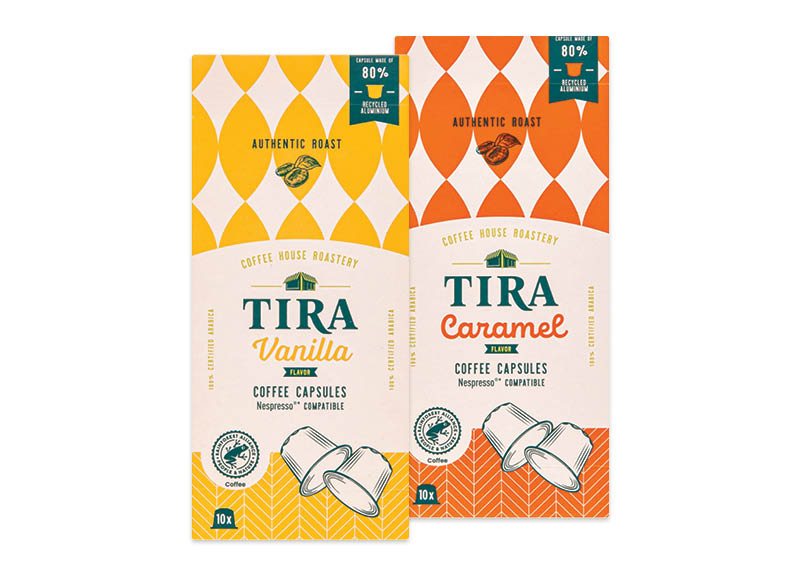 TIRA kavos kapsulės VANILLA, CARAMEL (NESPRESSO), 10 vnt