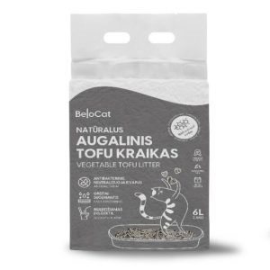 TOFU kraikas katėms BELOCAT, su aktyvinta anglimi, 6 L, 2.5 kg, 2 mm