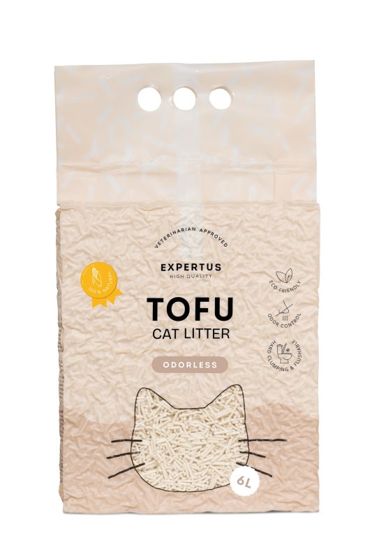 Tofu kraikas katėms EXPERTUS, bekvapis, 6 L, 2 mm