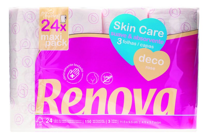 Tualetinis popierius RENOVA SKIN CARE DECO 3 sl., 24 rit.