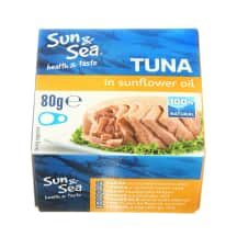 Tunas saulėgrąžų aliejuje SUN & SEA, 80 g